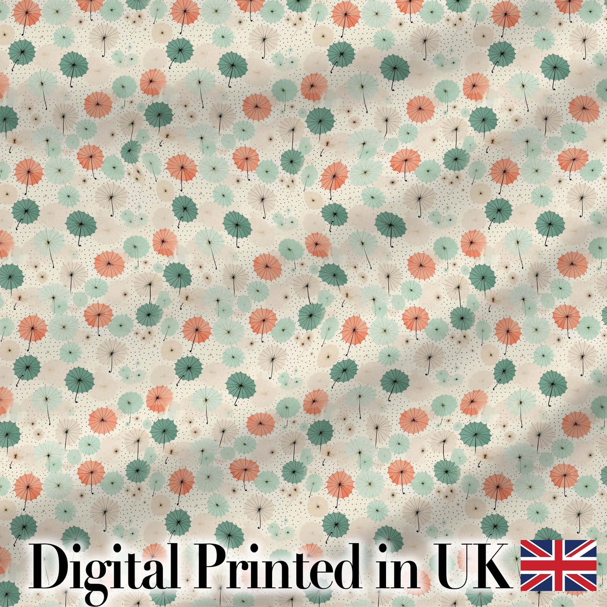 Soft Pastel Umbrellas with Vintage Speckled Background Seamless Pattern Digital Print Fabric by the Metre UK Sewing Quilting Textile