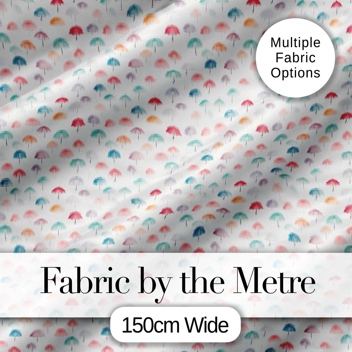 Delicate Pastel Mini Umbrellas on Light Background Seamless Pattern Digital Print Fabric by the Metre UK Sewing Quilting Textile