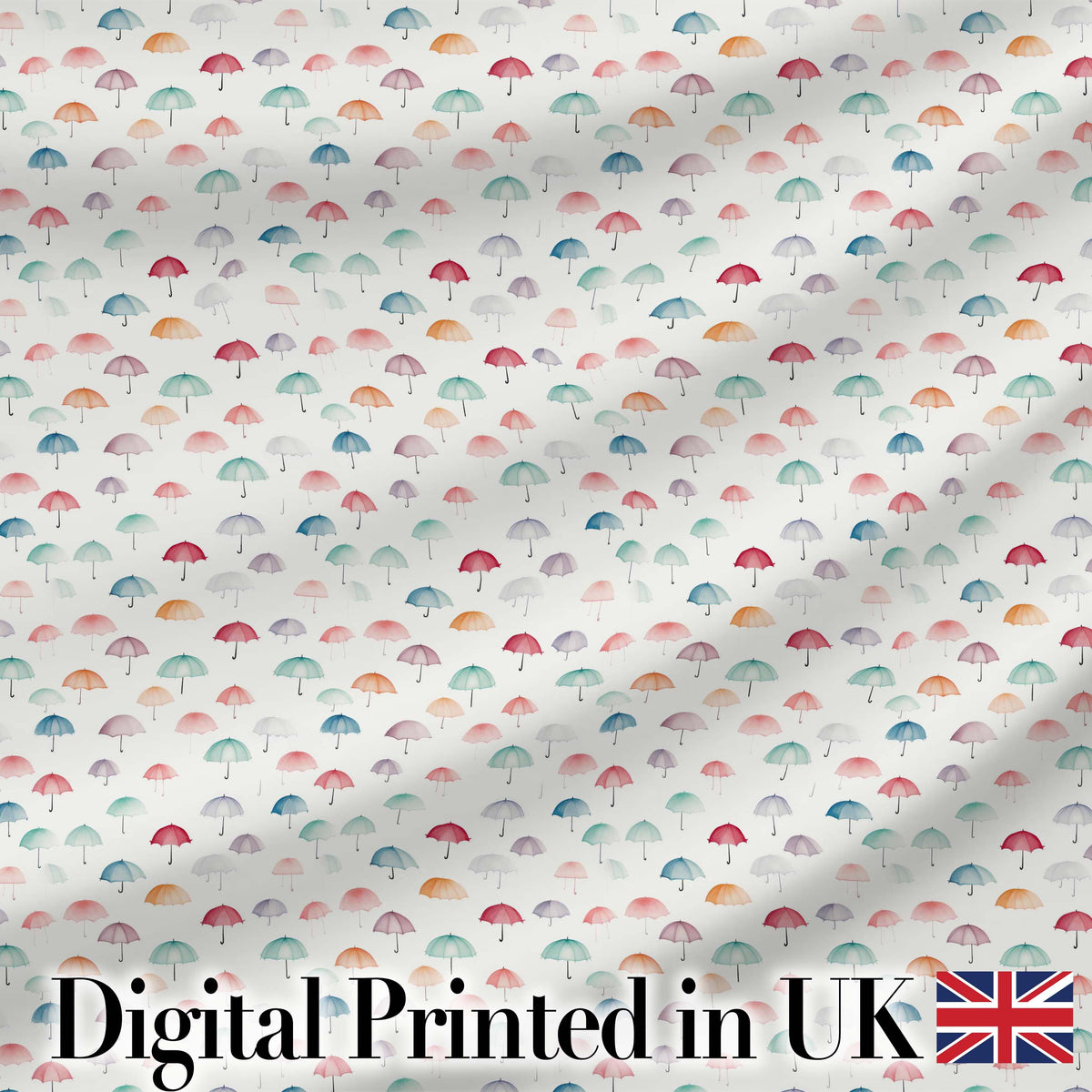 Delicate Pastel Mini Umbrellas on Light Background Seamless Pattern Digital Print Fabric by the Metre UK Sewing Quilting Textile