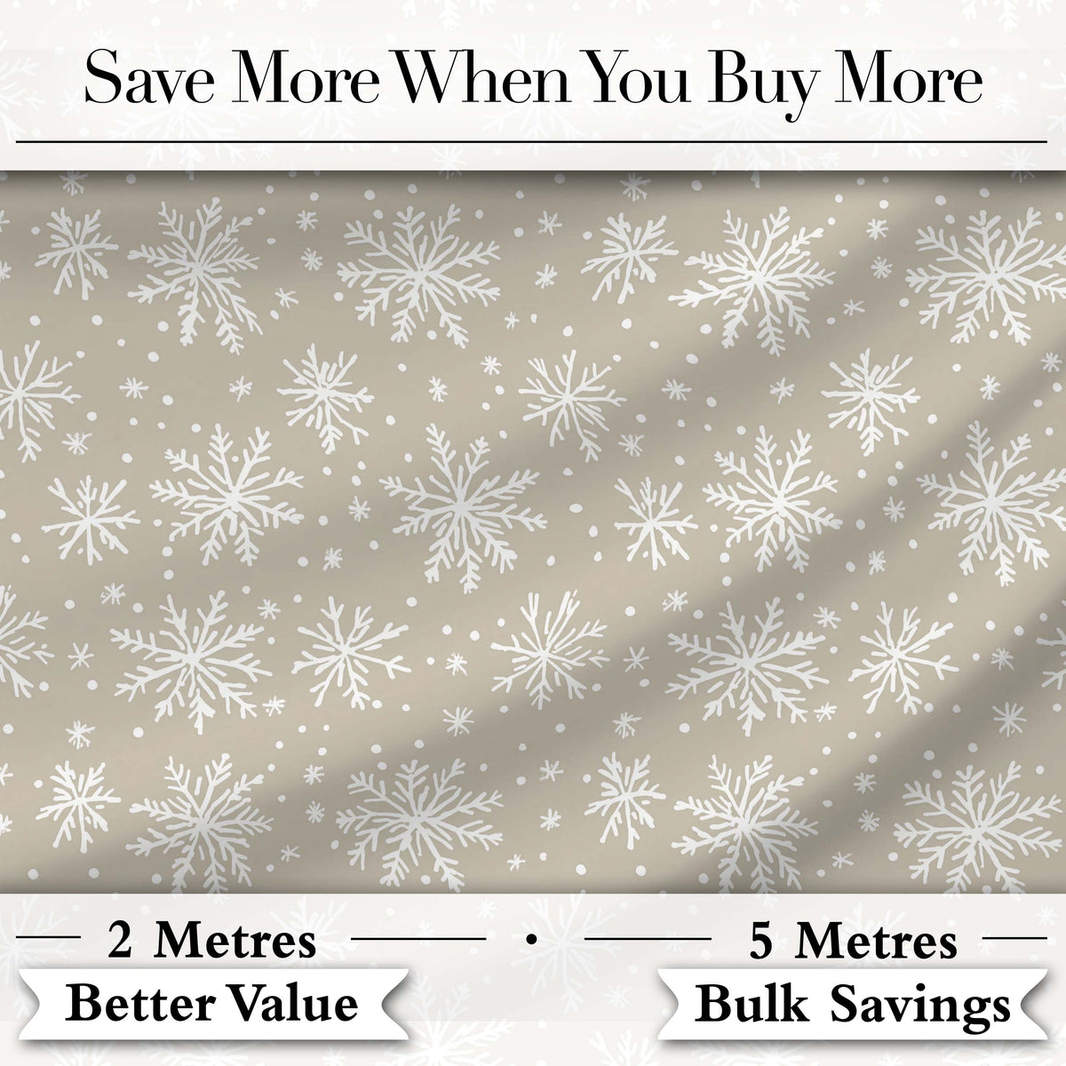 Neutral Beige Background Snowflake Dots Winter Seamless Pattern Digital Print Fabric by the Metre UK Sewing Quilting Textile