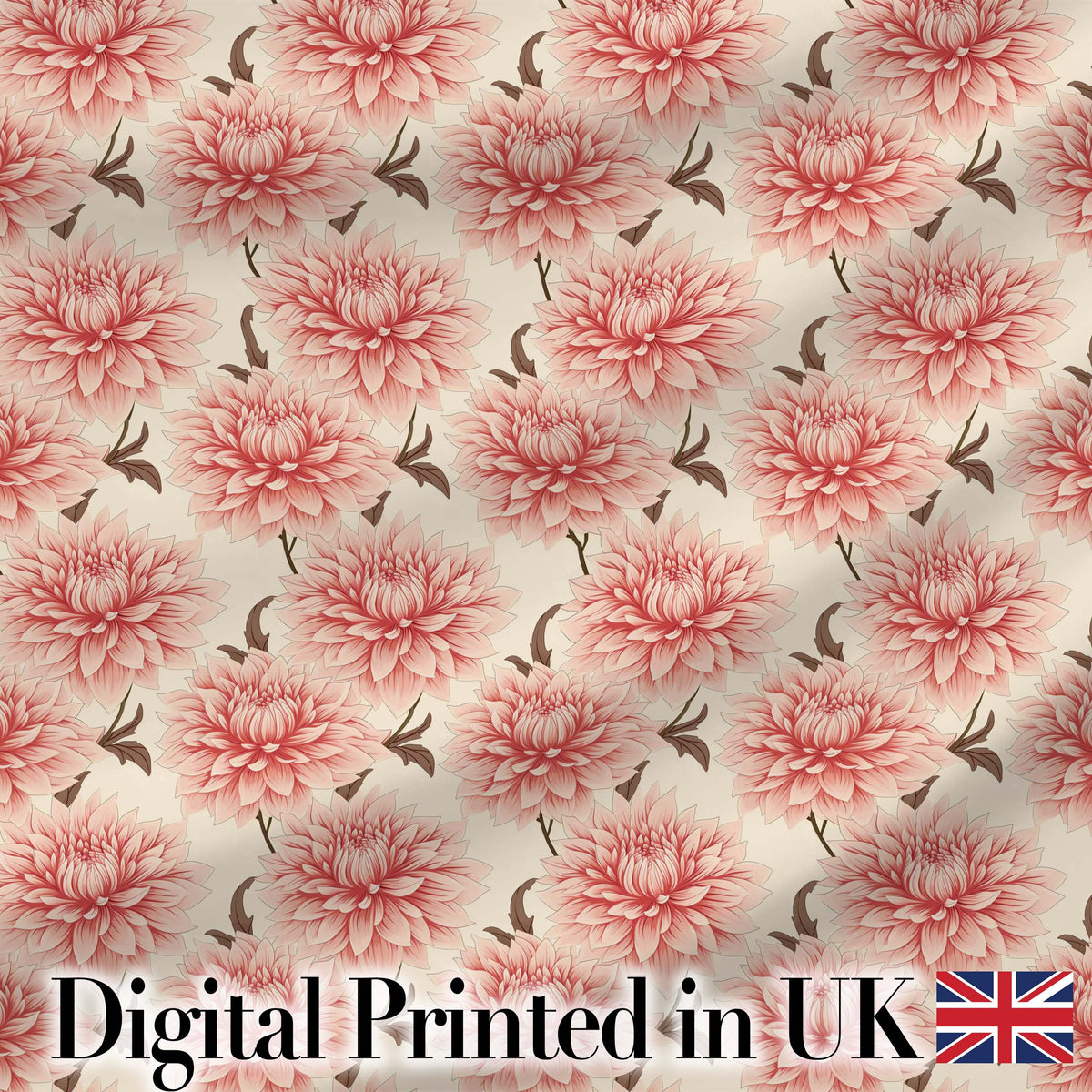 Soft Pink Dahlia Floral Seamless Pattern Elegant Blossom Design Digital Print Fabric by the Metre UK Sewing Quilting Textile