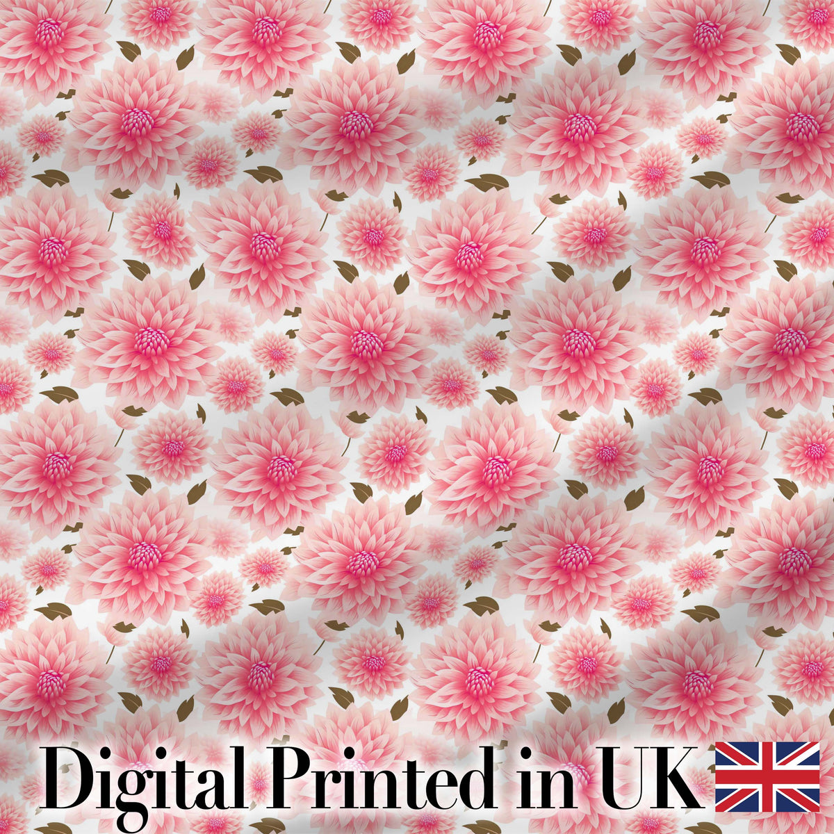 Light Pink Dahlia Bloom Soft Pastel Floral Seamless Pattern Digital Print Fabric by the Metre UK Sewing Quilting Textile