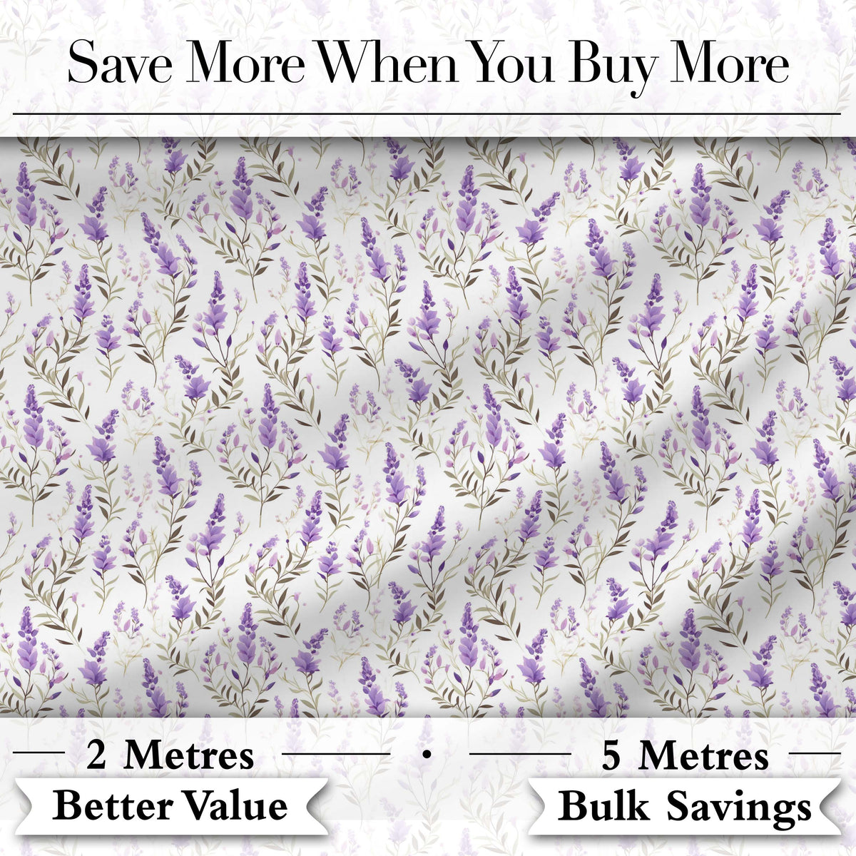 Soft Lavender Botanical Floral Seamless Pattern Digital Print Fabric by the Metre UK Sewing Quilting Textile