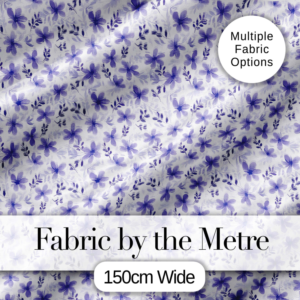 Purple Ditsy Floral Leaf Soft Pastel Seamless Pattern Digital Print Fabric by the Metre UK Sewing Quilting Textile