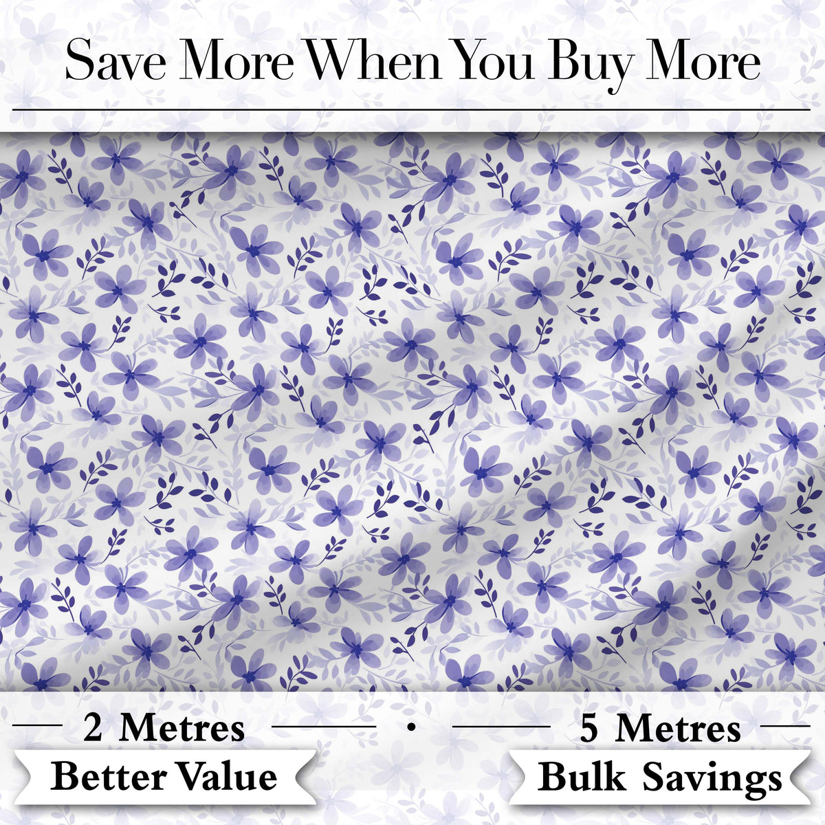 Purple Ditsy Floral Leaf Soft Pastel Seamless Pattern Digital Print Fabric by the Metre UK Sewing Quilting Textile