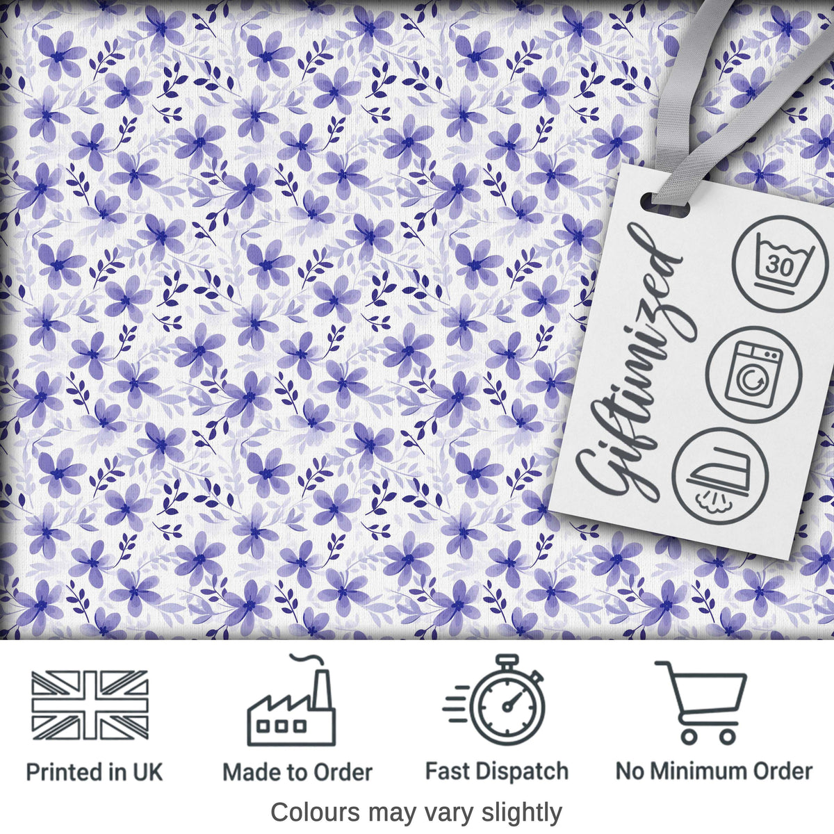 Purple Ditsy Floral Leaf Soft Pastel Seamless Pattern Digital Print Fabric by the Metre UK Sewing Quilting Textile