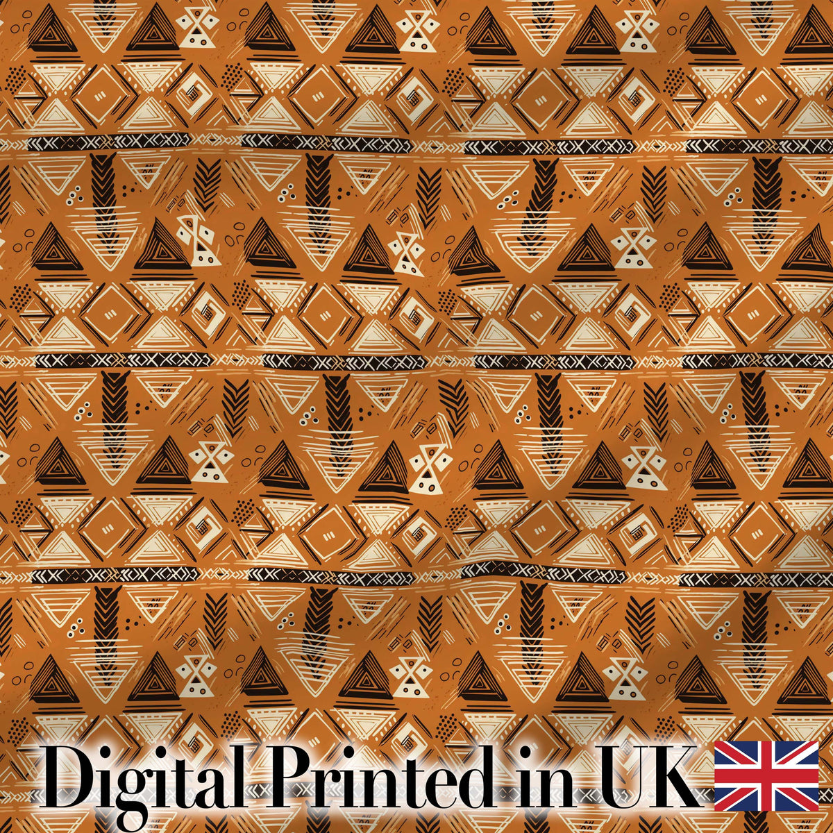 Tribal Geometric Earth Tone Seamless Pattern Abstract Ethnic Design Digital Print Fabric by the Metre UK Sewing Quilting Textile