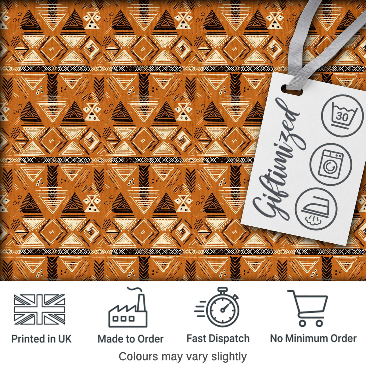 Tribal Geometric Earth Tone Seamless Pattern Abstract Ethnic Design Digital Print Fabric by the Metre UK Sewing Quilting Textile