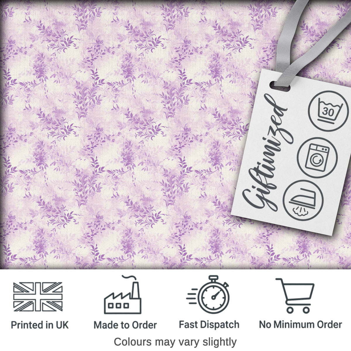 Lavender Vintage Botanical Texture Seamless Pattern Soft Floral Design Digital Print Fabric by the Metre UK Sewing Quilting Textile