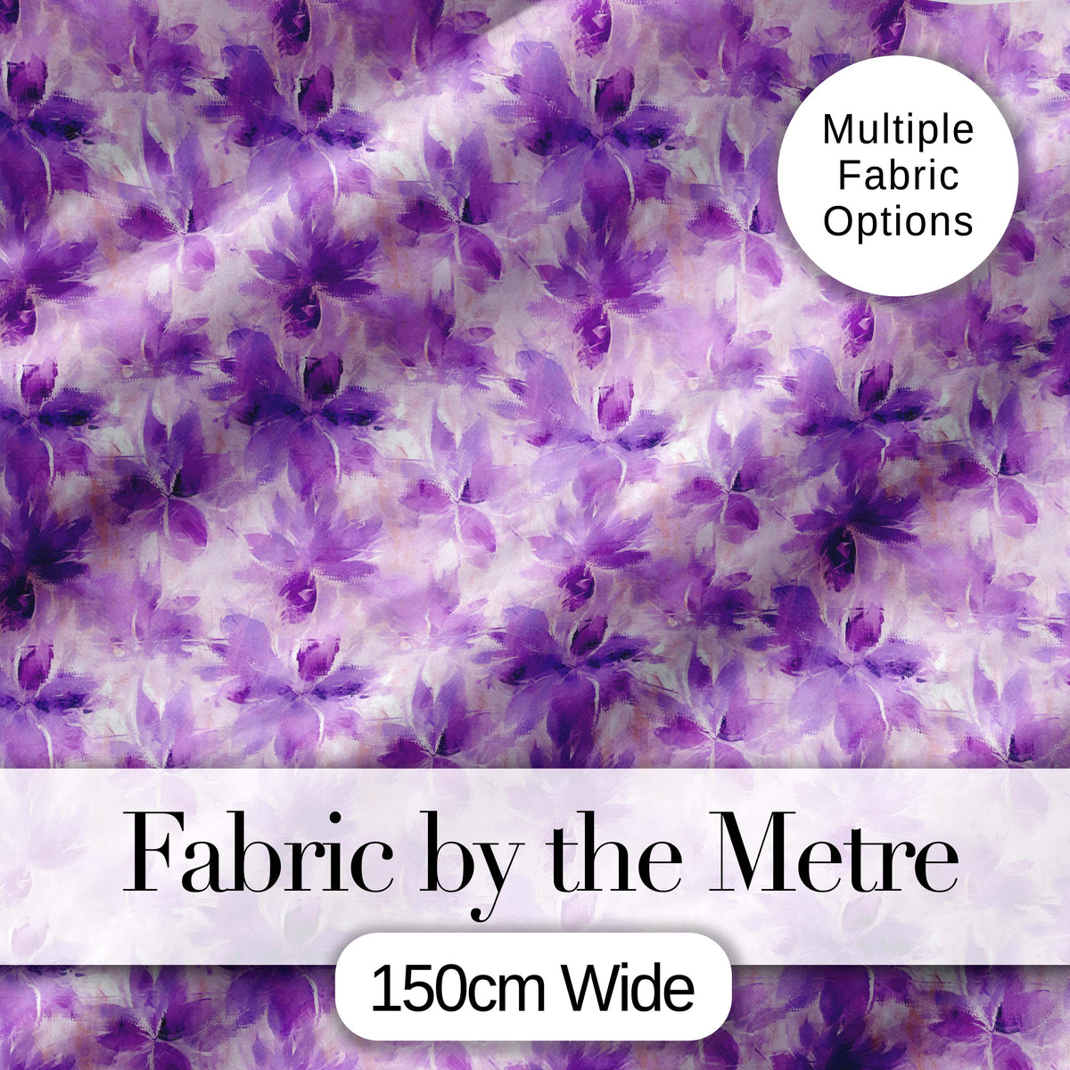 Purple Watercolor Floral Abstract Seamless Pattern Soft Artistic Background Digital Print Fabric by the Metre UK Sewing Quilting Textile