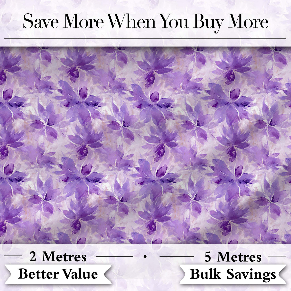 Purple Watercolor Floral Abstract Seamless Pattern Soft Artistic Background Digital Print Fabric by the Metre UK Sewing Quilting Textile