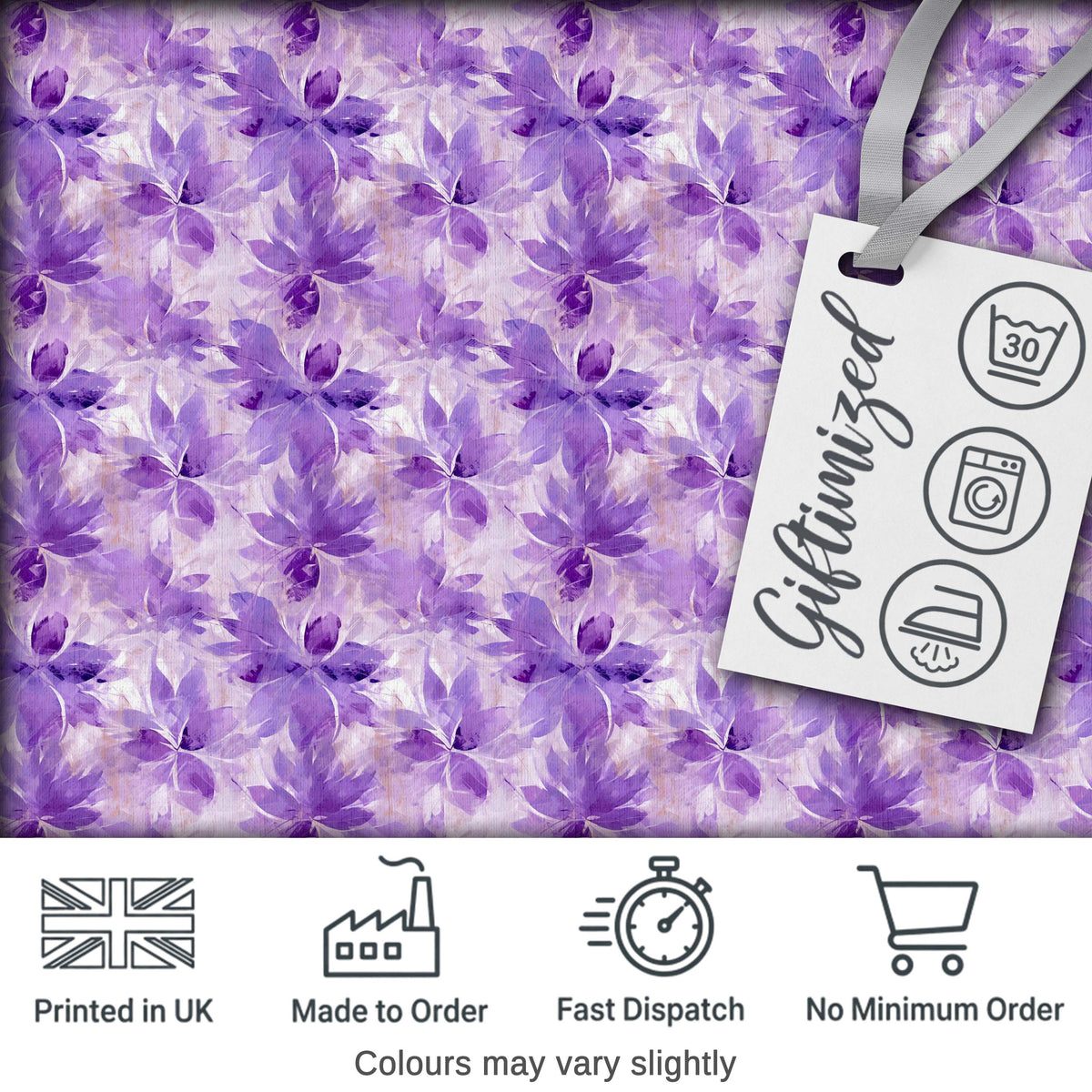 Purple Watercolor Floral Abstract Seamless Pattern Soft Artistic Background Digital Print Fabric by the Metre UK Sewing Quilting Textile