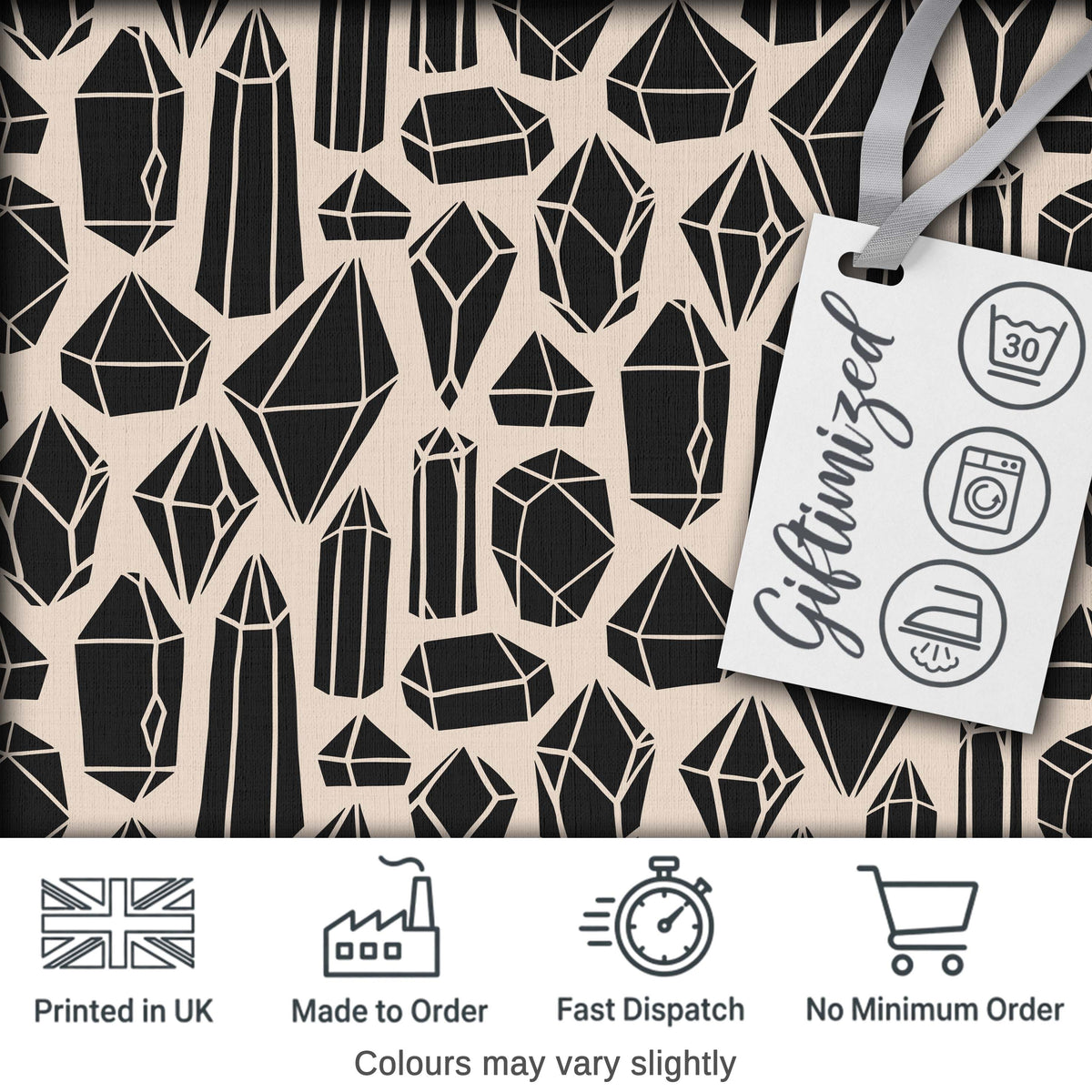 Abstract Crystal Gemstone Seamless Pattern Modern Geometric Design Digital Print Fabric by the Metre UK Sewing Quilting Textile