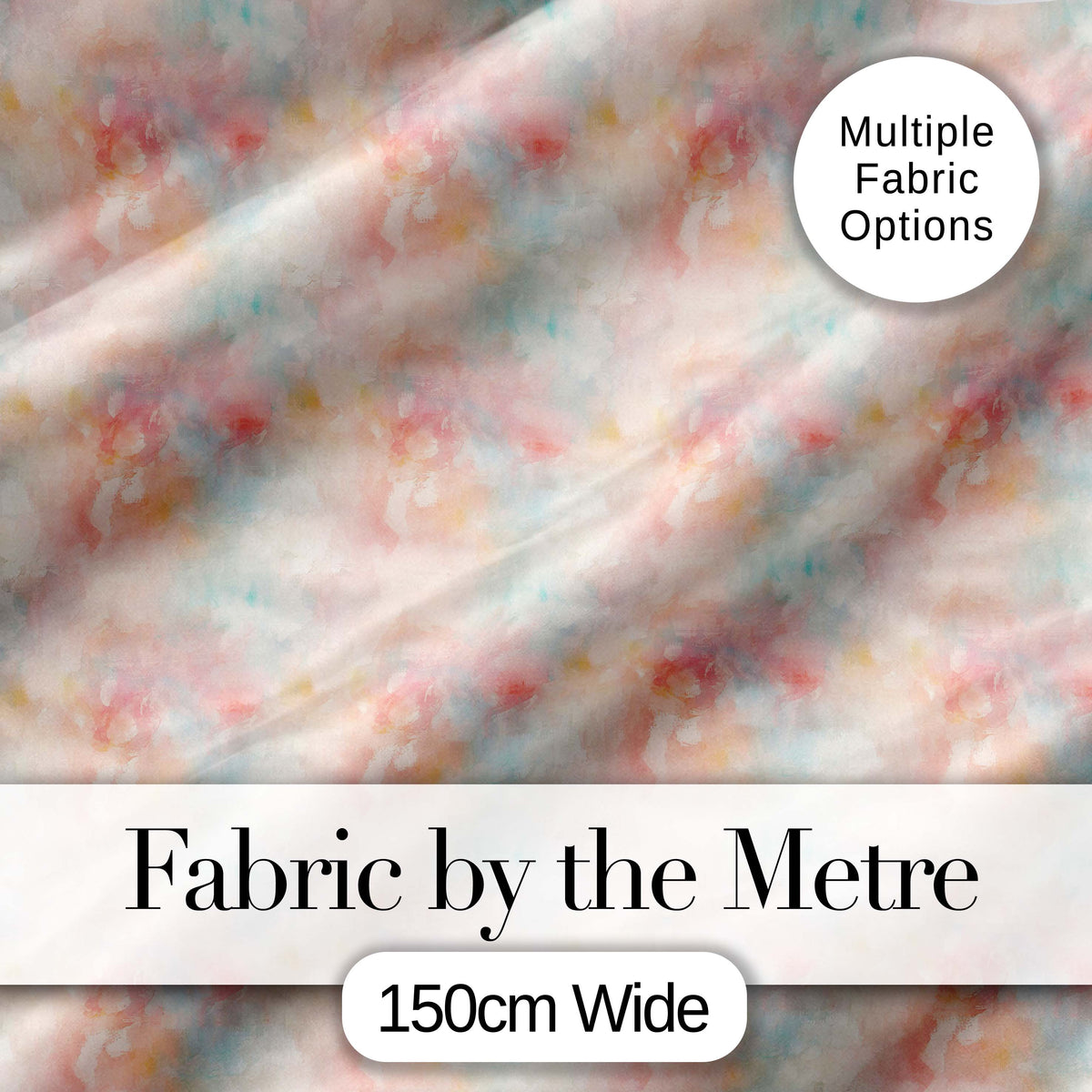 Soft Pastel Watercolor Abstract Seamless Pattern Artistic Texture Digital Print Fabric by the Metre UK Sewing Quilting Textile