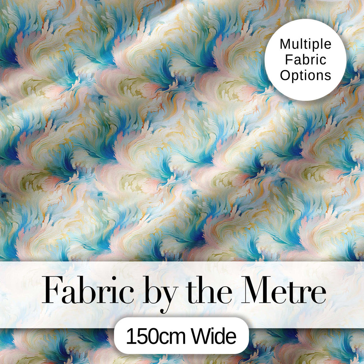 Soft Pastel Marble Swirl Seamless Pattern Elegant Fluid Art Design Digital Print Fabric by the Metre UK Sewing Quilting Textile