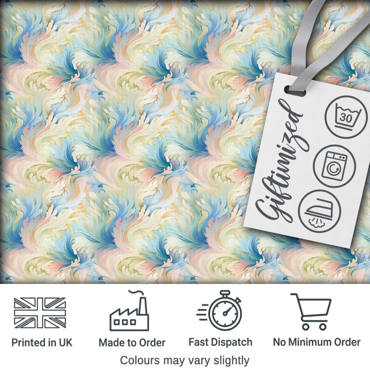 Soft Pastel Marble Swirl Seamless Pattern Elegant Fluid Art Design Digital Print Fabric by the Metre UK Sewing Quilting Textile