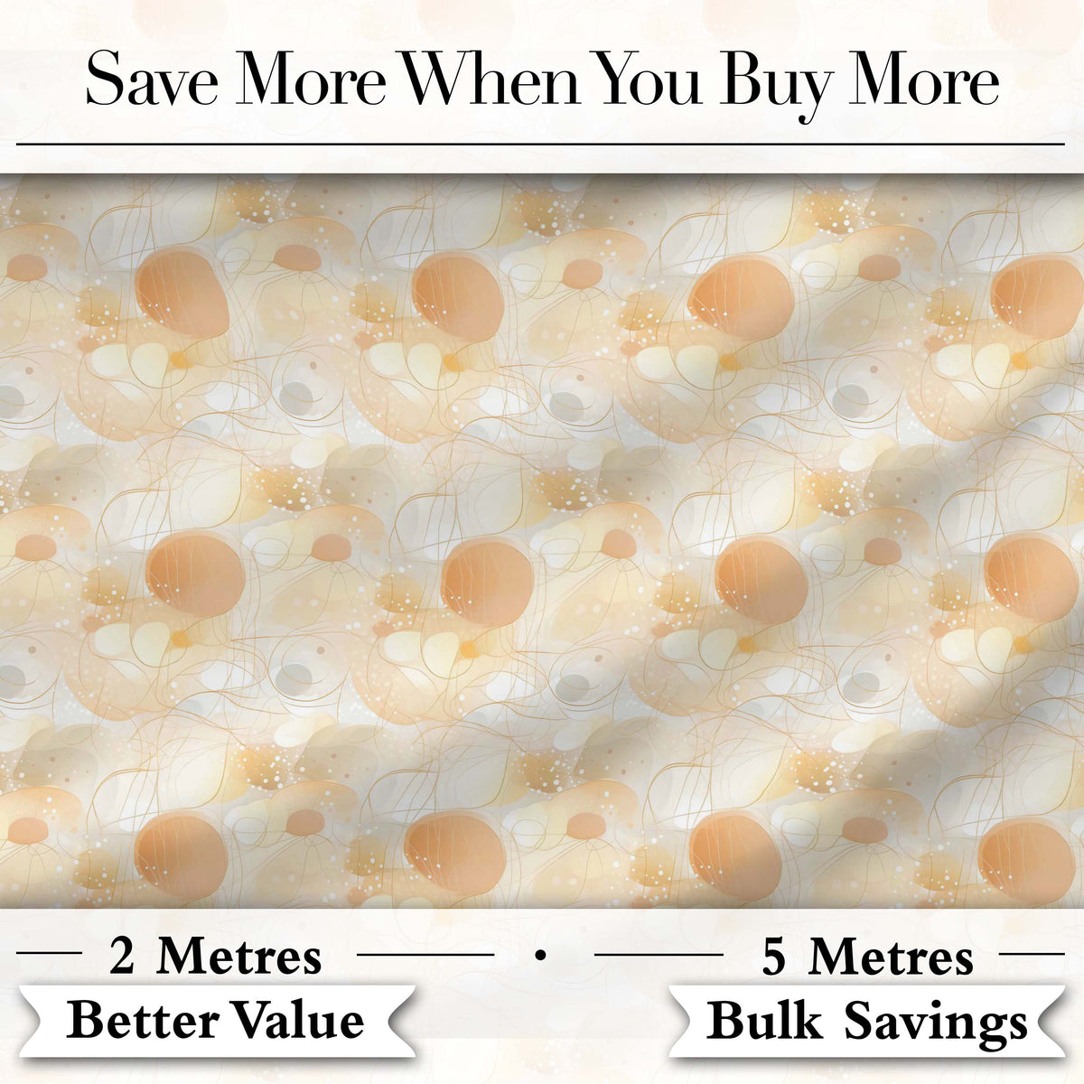 Abstract Beige Organic Shapes Seamless Pattern Minimal Modern Texture Digital Print Fabric by the Metre UK Sewing Quilting Textile