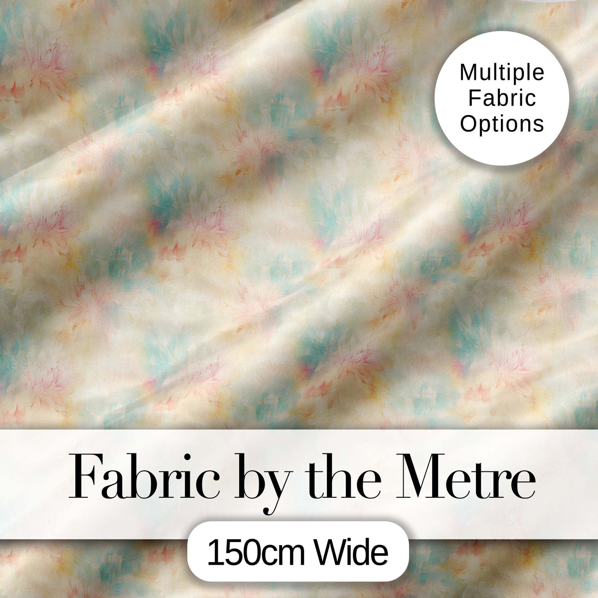 Soft Floral Watercolor Bloom Seamless Pattern Elegant Pastel Design Digital Print Fabric by the Metre UK Sewing Quilting Textile