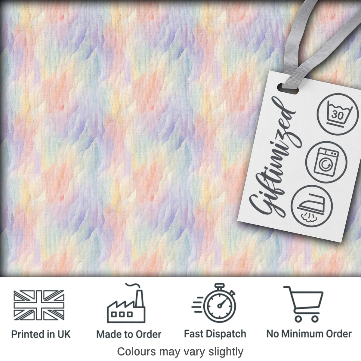 Soft Pastel Flowing Waves Seamless Pattern Dreamy Abstract Texture Digital Print Fabric by the Metre UK Sewing Quilting Textile