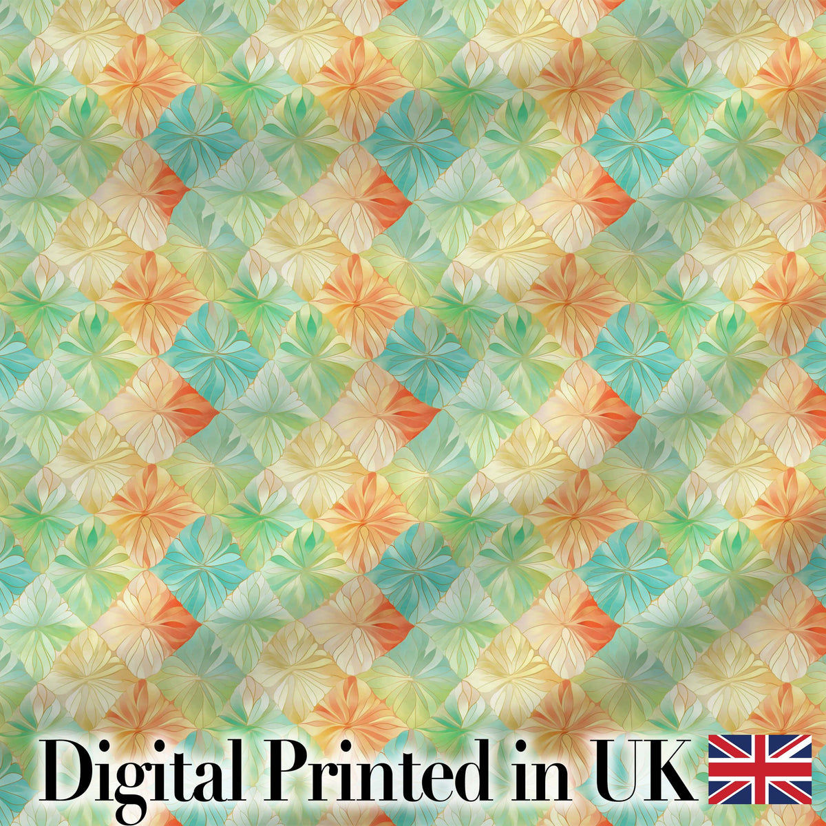 Geometric Pastel Leaf Tile Seamless Pattern Modern Botanical Design Digital Print Fabric by the Metre UK Sewing Quilting Textile