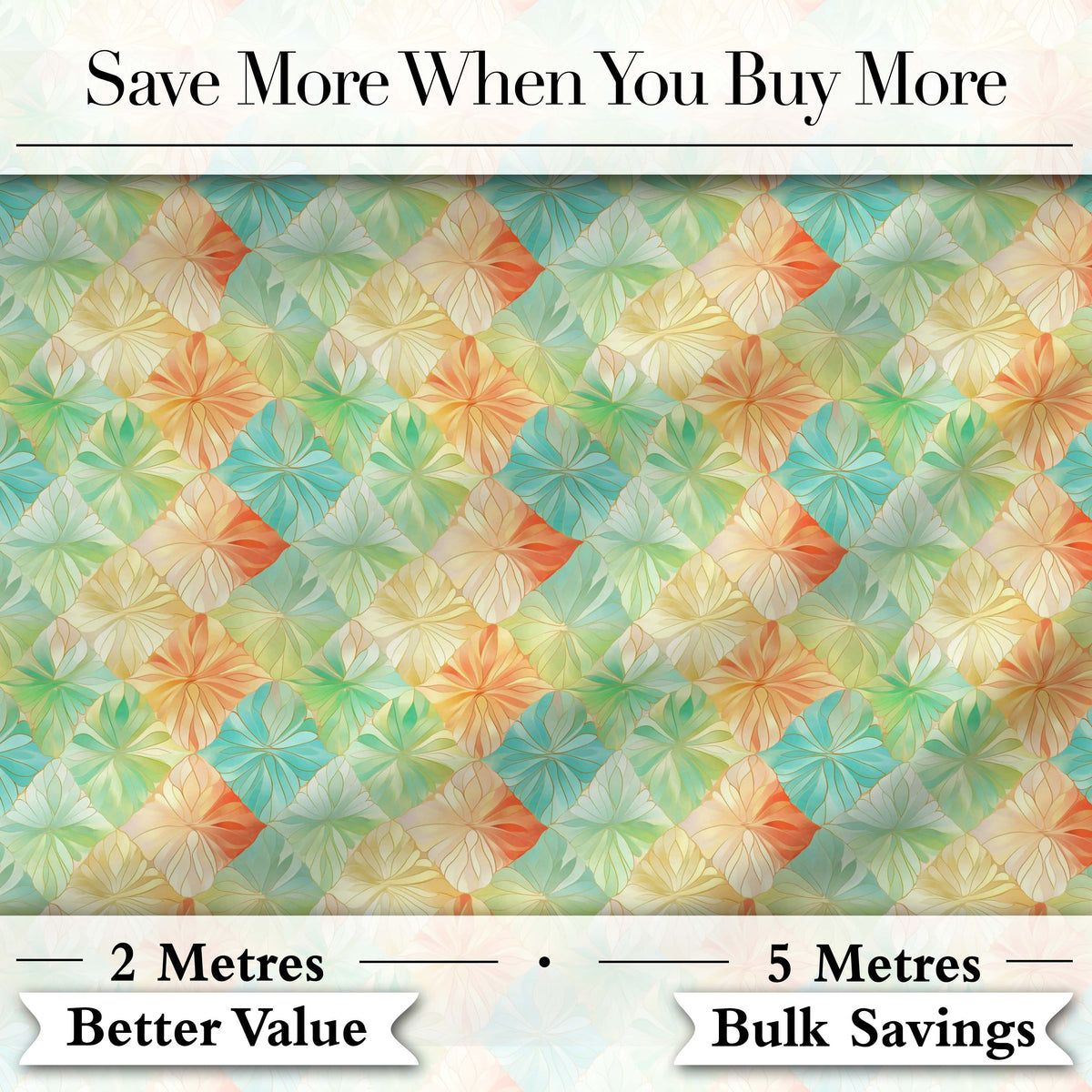 Geometric Pastel Leaf Tile Seamless Pattern Modern Botanical Design Digital Print Fabric by the Metre UK Sewing Quilting Textile