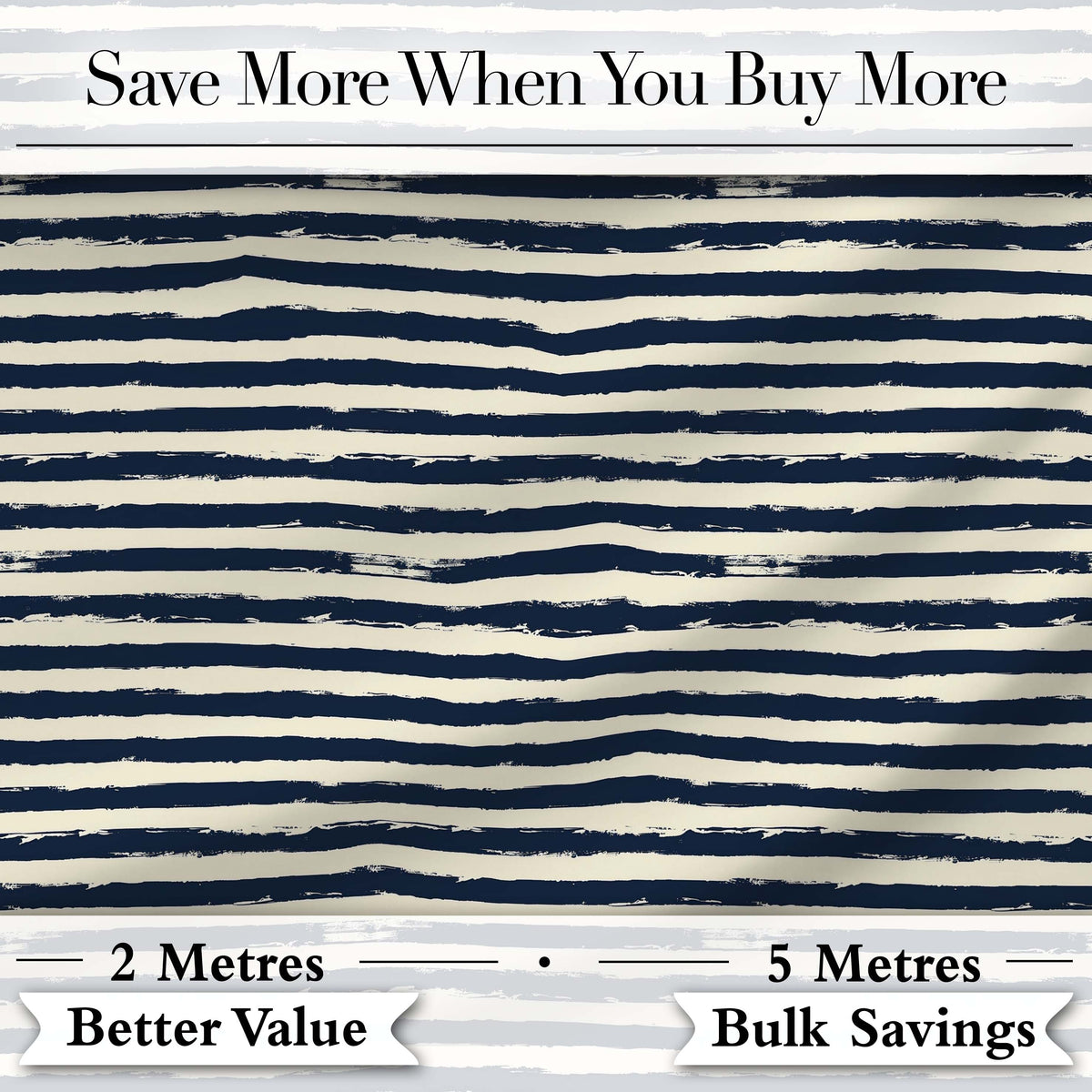 Navy Cream Brush Stripe Seamless Pattern Modern Nautical Textile Design Digital Print Fabric by the Metre UK Sewing Quilting Textile