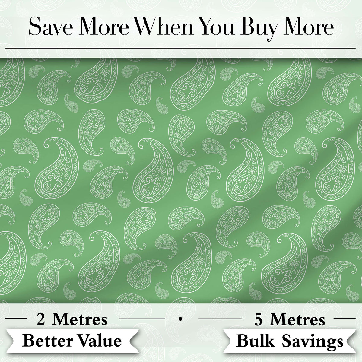 Light Green Paisley Decorative Bandana Style Seamless Pattern Fabric Digital Print Fabric by the Metre UK Sewing Quilting Textile