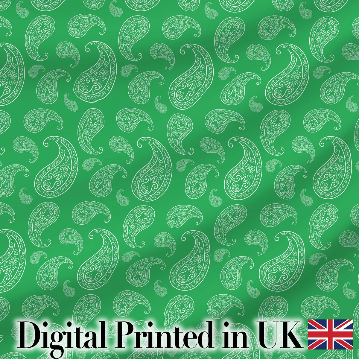 Bright Green Paisley Classic Ornamental Seamless Pattern Textile Digital Print Fabric by the Metre UK Sewing Quilting Textile