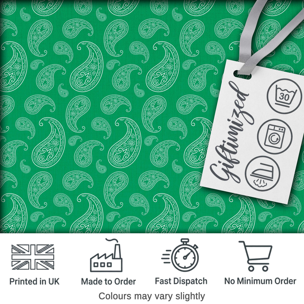Rich Emerald Paisley Vintage Bandana Seamless Pattern Fabric Design Digital Print Fabric by the Metre UK Sewing Quilting Textile