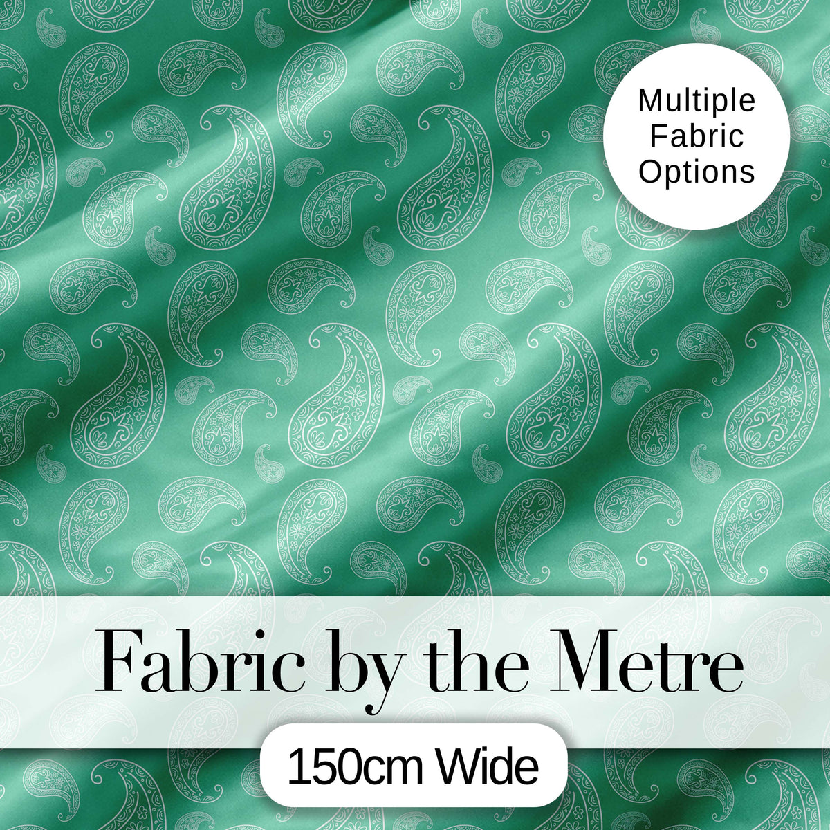 Turquoise Paisley Ornamental Bandana Seamless Pattern Fabric Digital Print Fabric by the Metre UK Sewing Quilting Textile