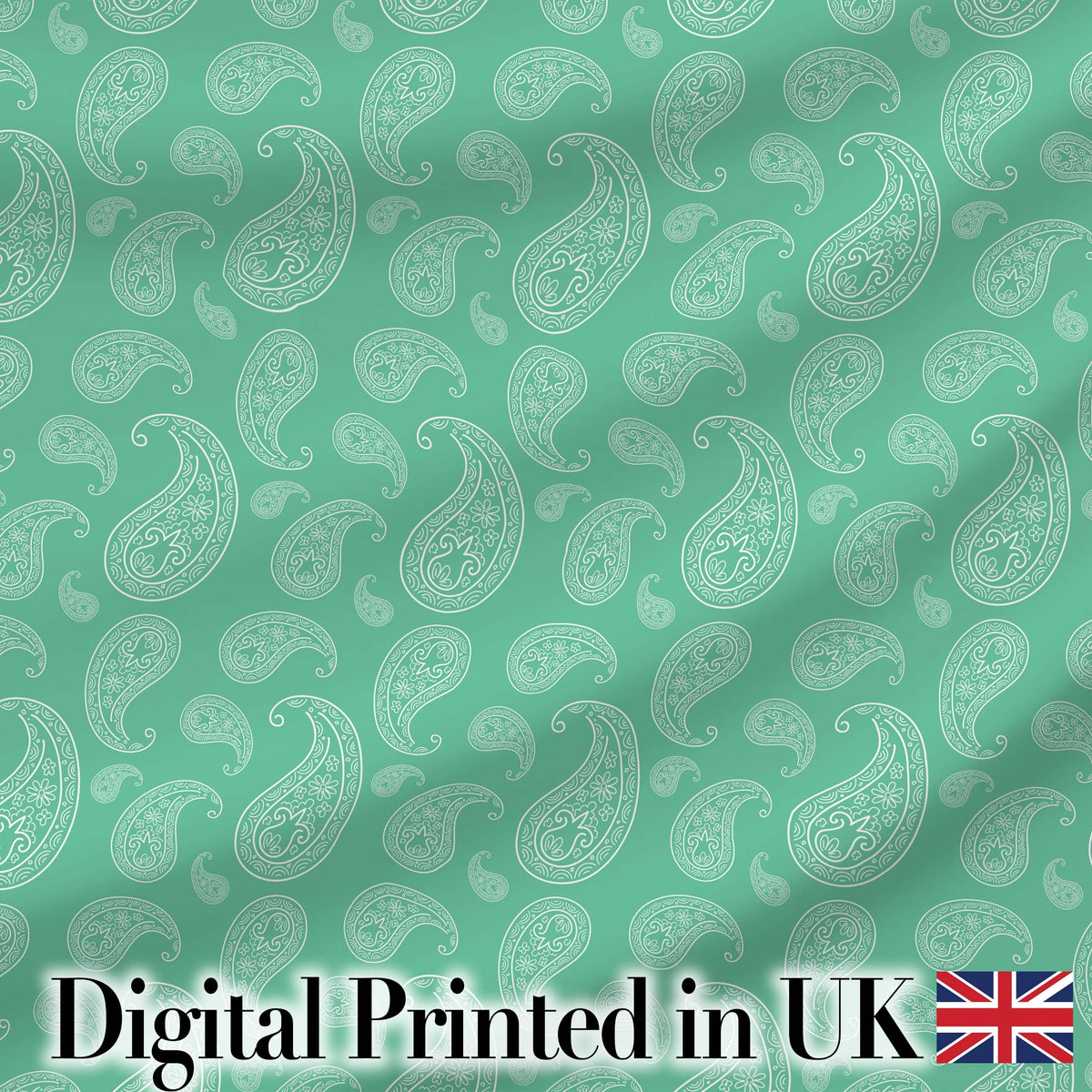 Turquoise Paisley Ornamental Bandana Seamless Pattern Fabric Digital Print Fabric by the Metre UK Sewing Quilting Textile