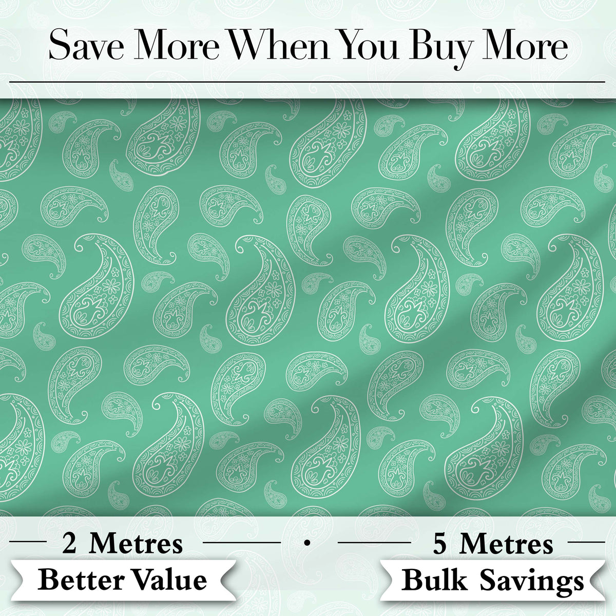 Turquoise Paisley Ornamental Bandana Seamless Pattern Fabric Digital Print Fabric by the Metre UK Sewing Quilting Textile