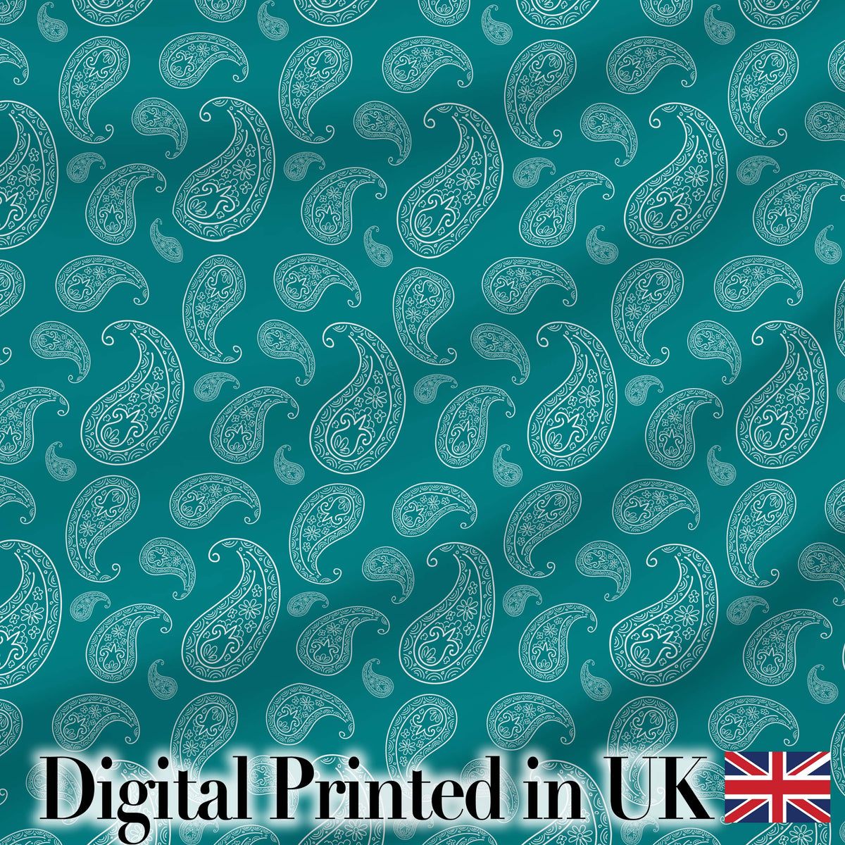 Teal Paisley Ornamental Floral Seamless Pattern Fabric Design Digital Print Fabric by the Metre UK Sewing Quilting Textile