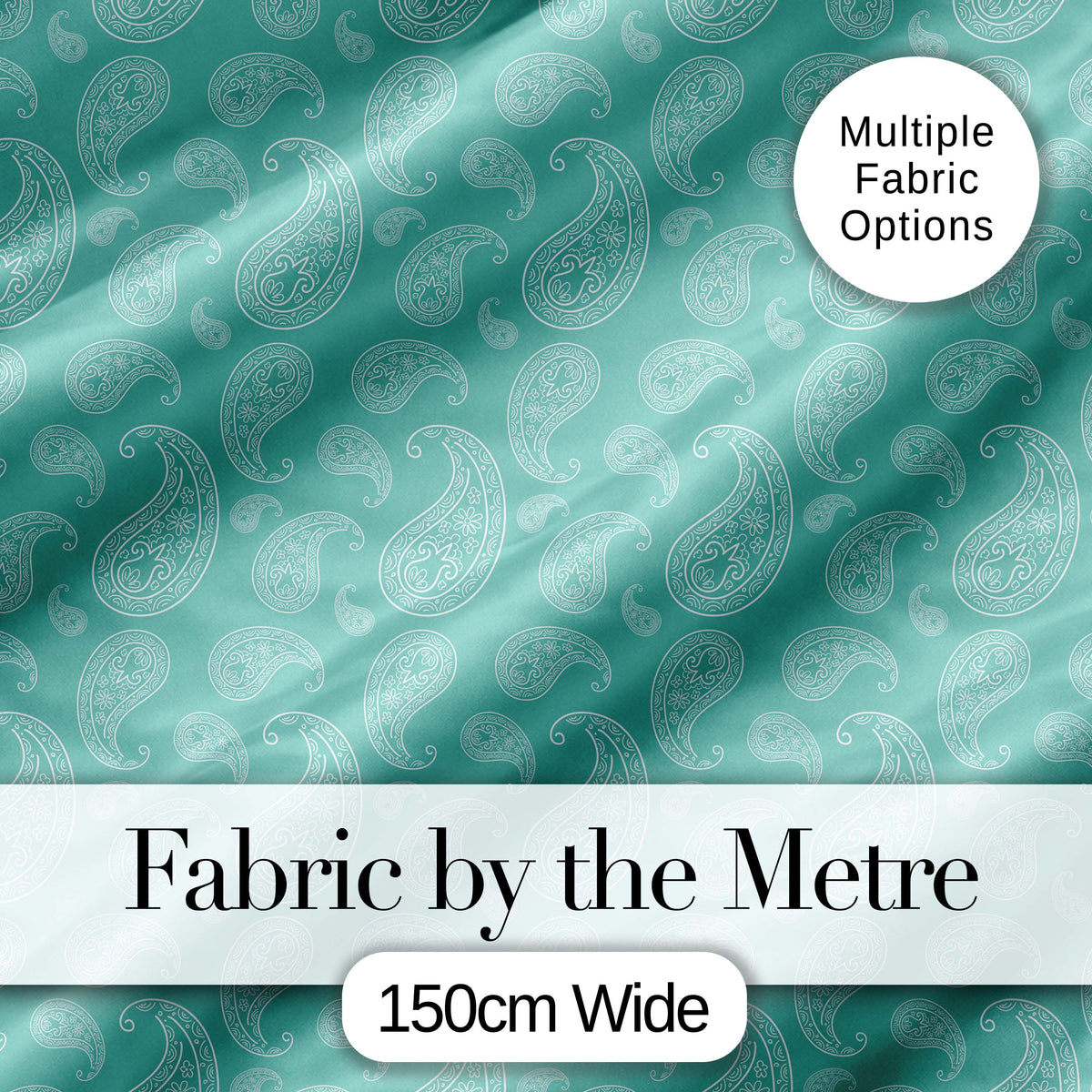Rich Teal Paisley Classic Ornamental Seamless Pattern Textile Digital Print Fabric by the Metre UK Sewing Quilting Textile