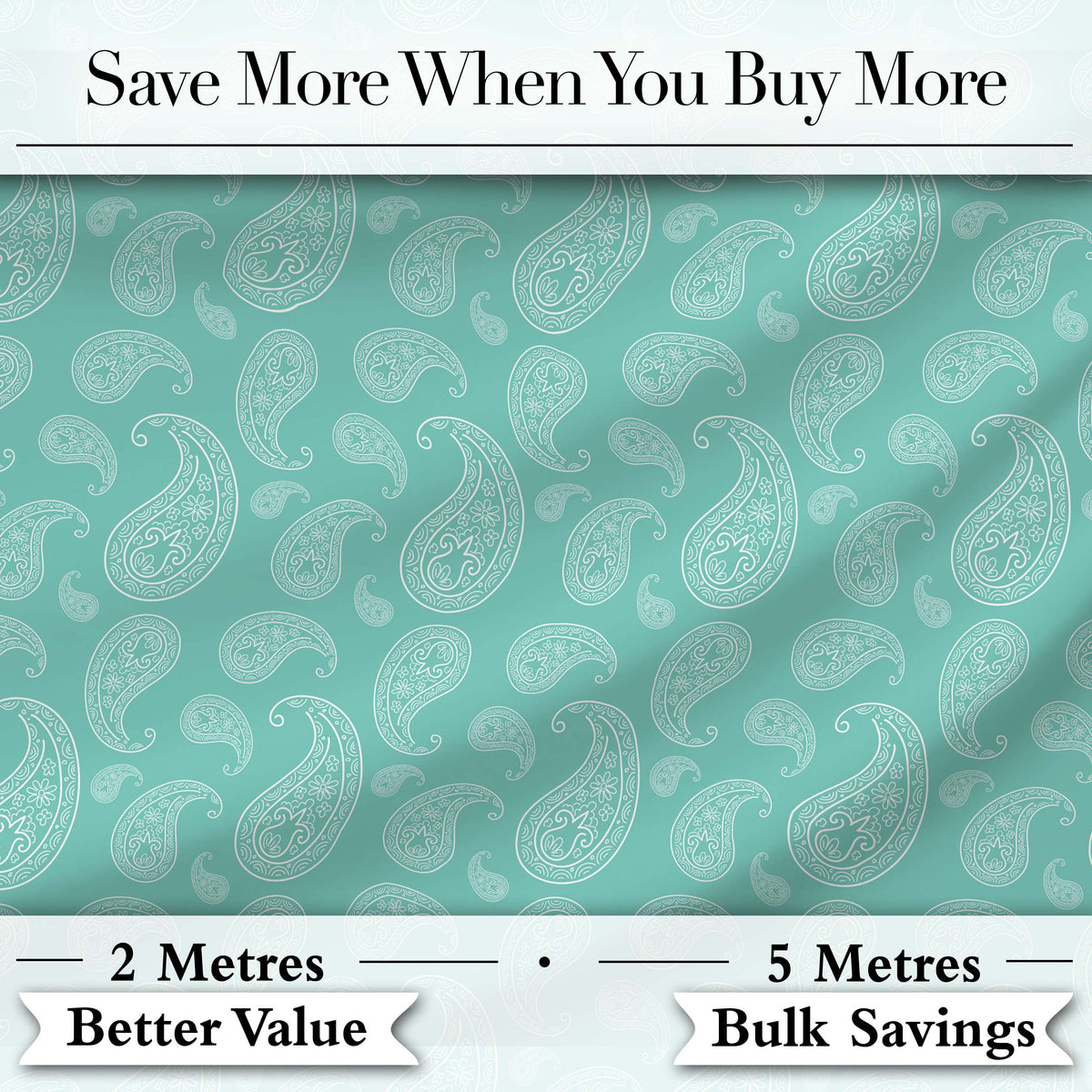 Rich Teal Paisley Classic Ornamental Seamless Pattern Textile Digital Print Fabric by the Metre UK Sewing Quilting Textile