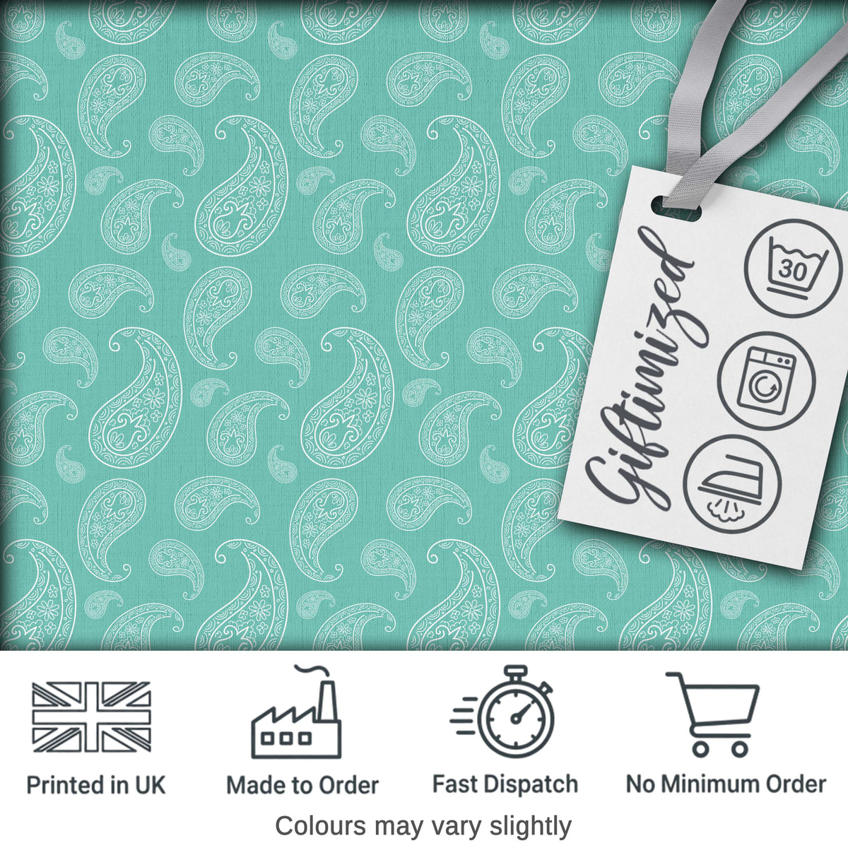 Rich Teal Paisley Classic Ornamental Seamless Pattern Textile Digital Print Fabric by the Metre UK Sewing Quilting Textile