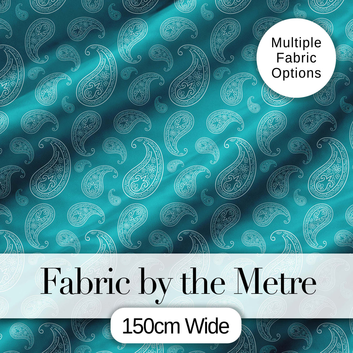 Muted Teal Paisley Vintage Floral Seamless Pattern Fabric Design Digital Print Fabric by the Metre UK Sewing Quilting Textile