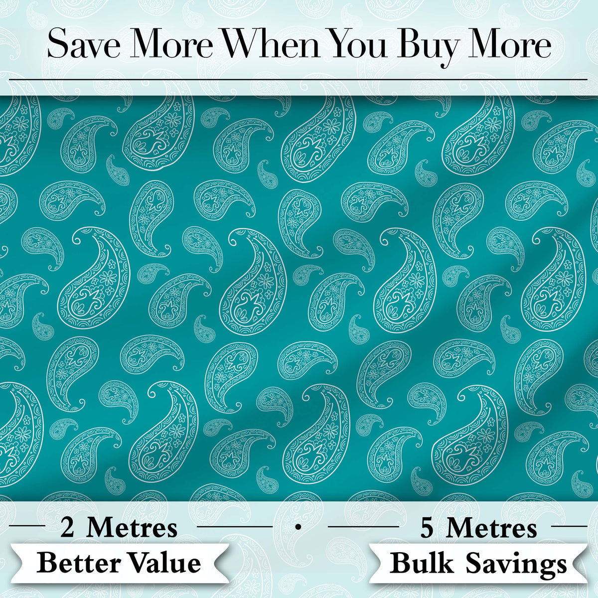 Muted Teal Paisley Vintage Floral Seamless Pattern Fabric Design Digital Print Fabric by the Metre UK Sewing Quilting Textile