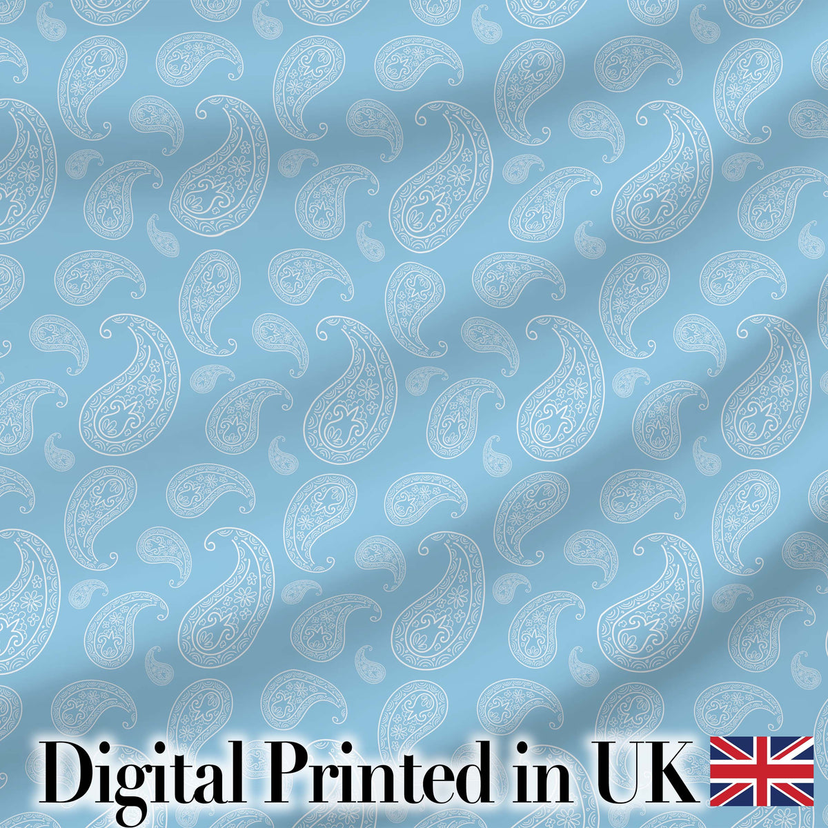 Light Aqua Paisley Ornamental Bandana Seamless Pattern Fabric Design Digital Print Fabric by the Metre UK Sewing Quilting Textile