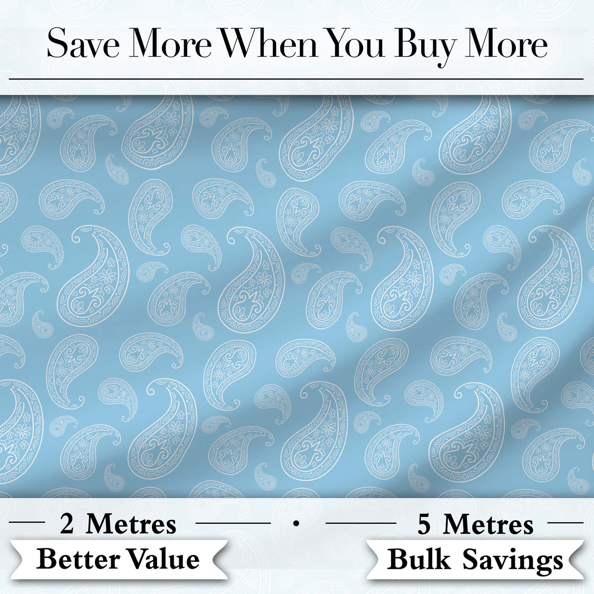 Light Aqua Paisley Ornamental Bandana Seamless Pattern Fabric Design Digital Print Fabric by the Metre UK Sewing Quilting Textile