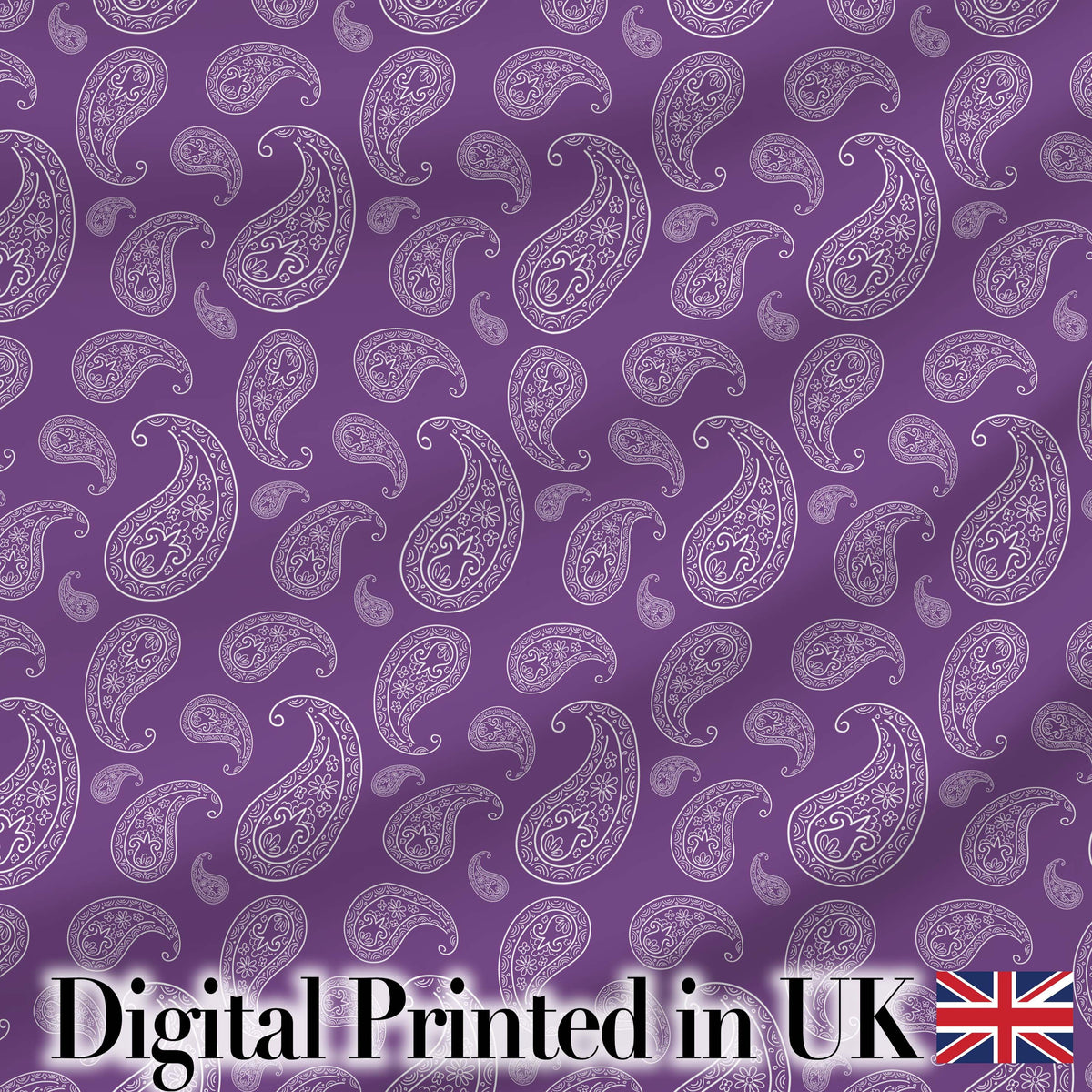 Ornamental White Paisley Pattern on Mauve Purple Background Seamless Digital Print Fabric by the Metre UK Sewing Quilting Textile