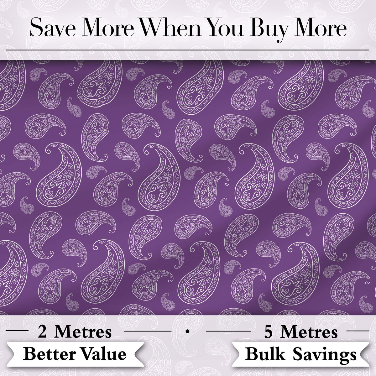 Ornamental White Paisley Pattern on Mauve Purple Background Seamless Digital Print Fabric by the Metre UK Sewing Quilting Textile