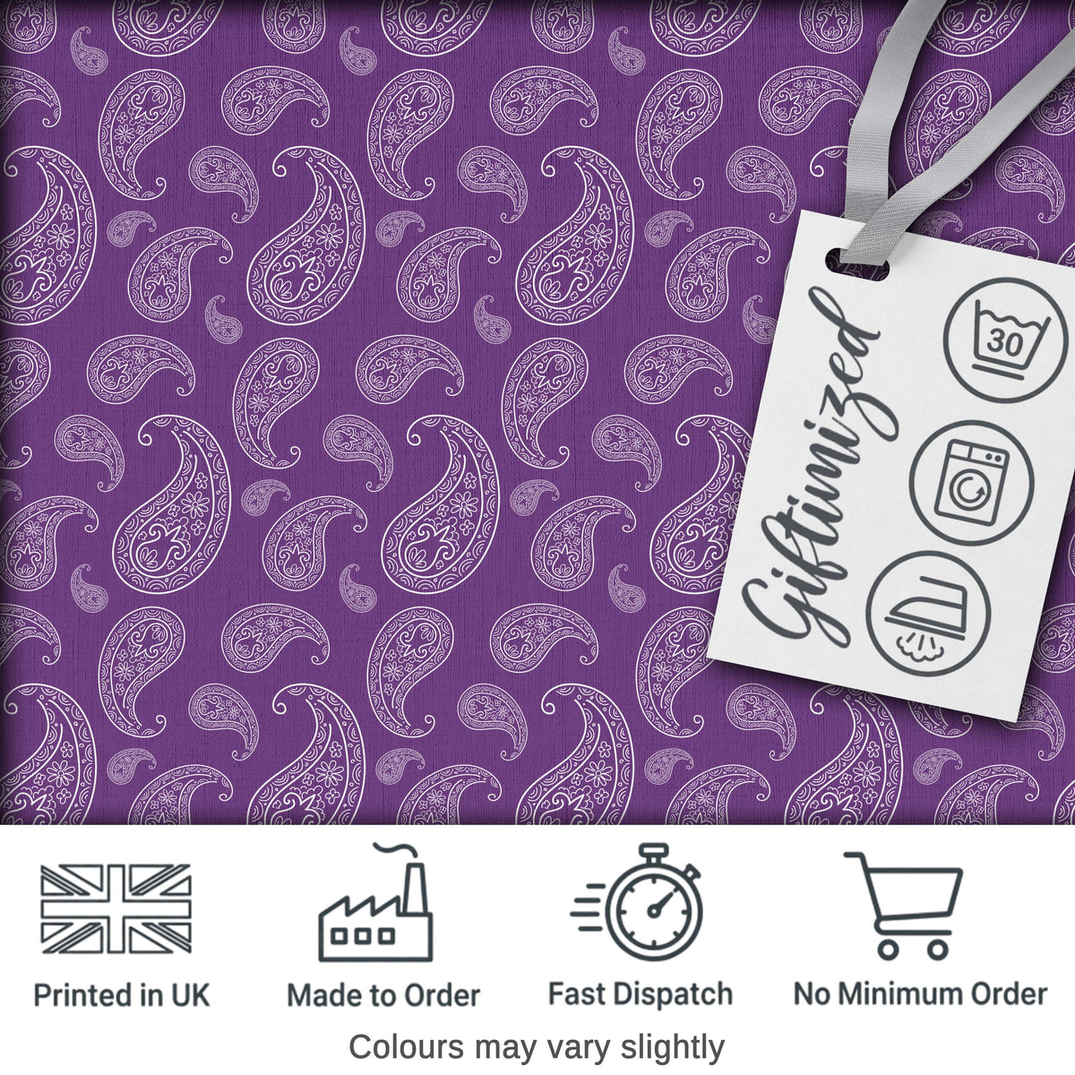 Ornamental White Paisley Pattern on Mauve Purple Background Seamless Digital Print Fabric by the Metre UK Sewing Quilting Textile