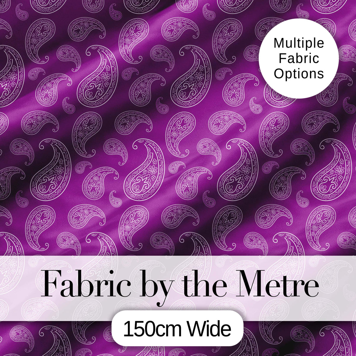 Intricate White Paisley Design on Bold Magenta Purple Background Seamless Digital Print Fabric by the Metre UK Sewing Quilting Textile