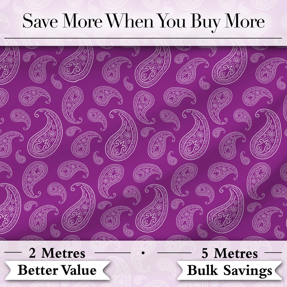 Intricate White Paisley Design on Bold Magenta Purple Background Seamless Digital Print Fabric by the Metre UK Sewing Quilting Textile
