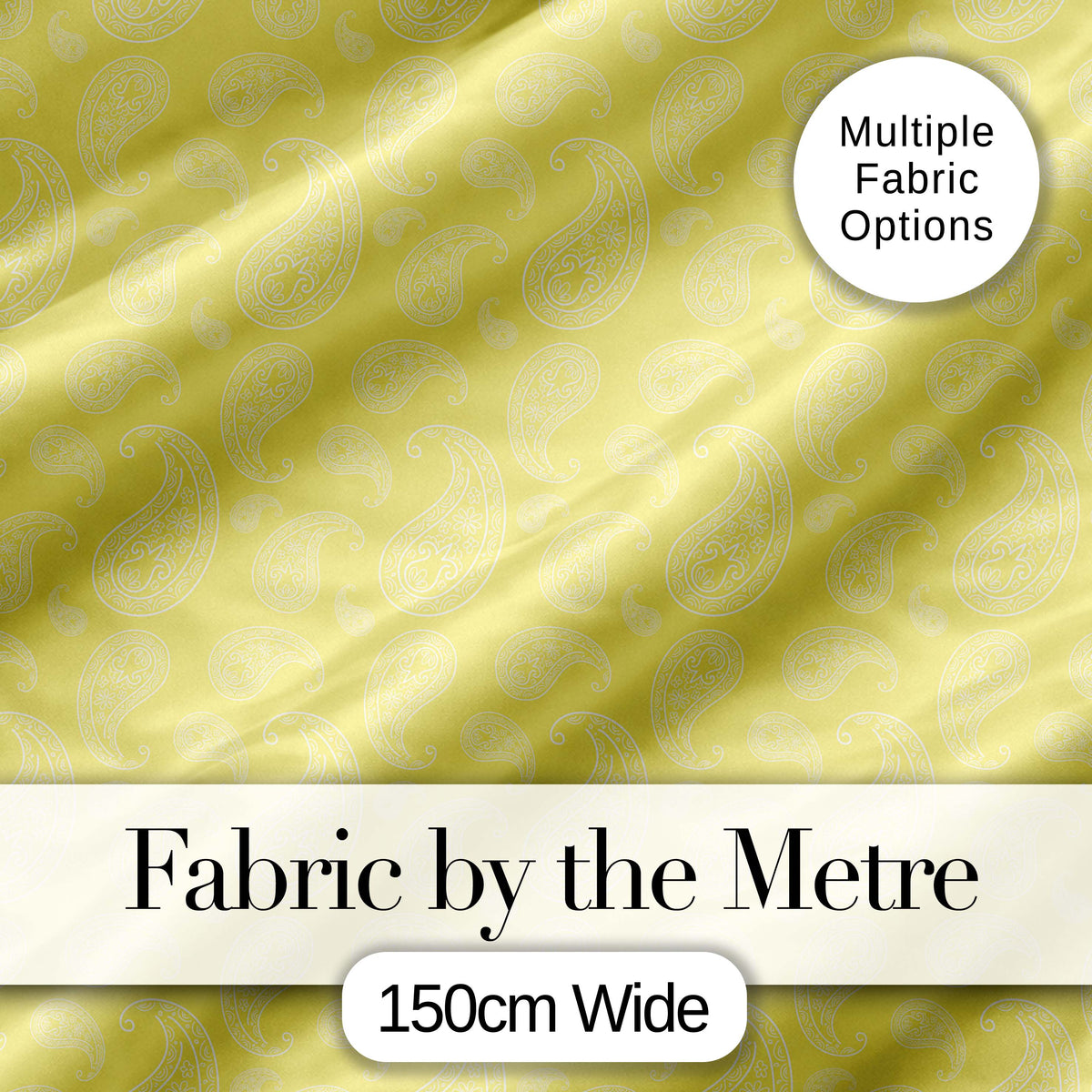 Delicate White Paisley Pattern on Soft Yellow Gradient Background Seamless Digital Print Fabric by the Metre UK Sewing Quilting Textile