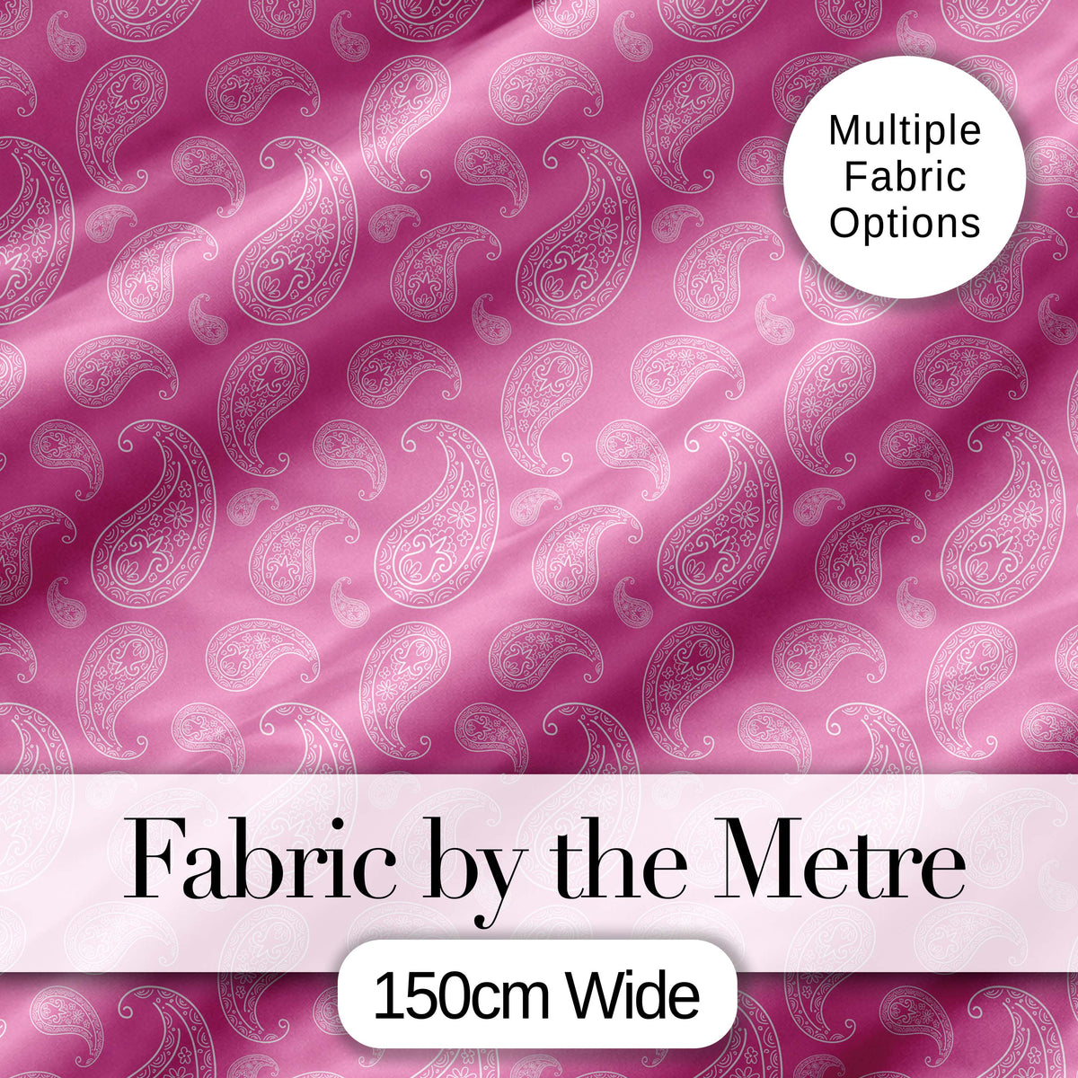 Soft White Paisley Floral Design on Blush Pink Background Seamless Digital Print Fabric by the Metre UK Sewing Quilting Textile