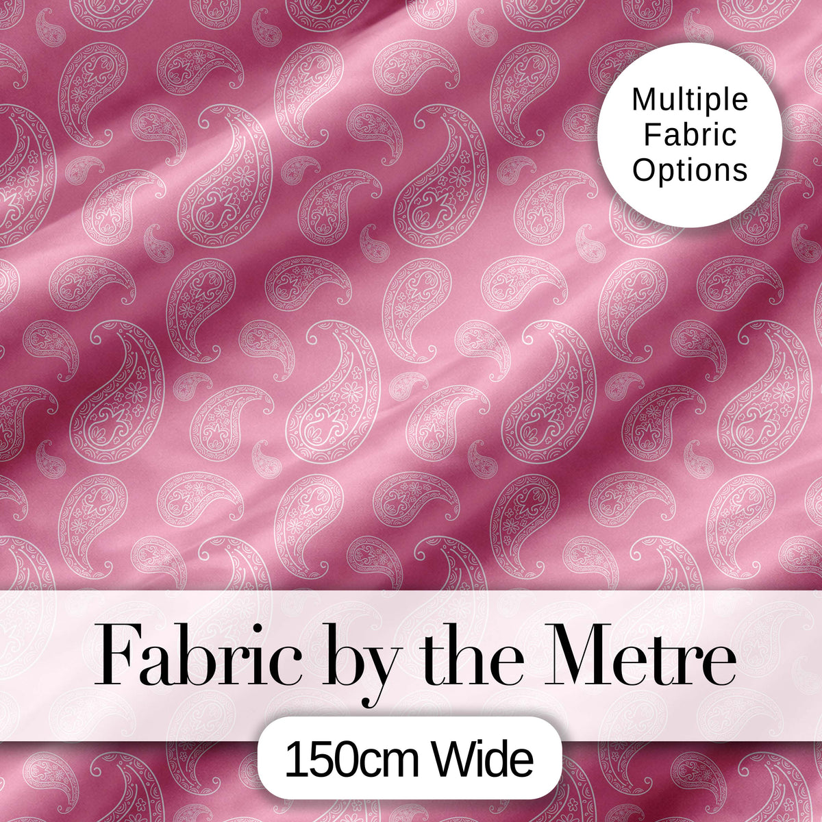Vintage White Paisley Floral Pattern on Pale Pink Gradient Seamless Digital Print Fabric by the Metre UK Sewing Quilting Textile