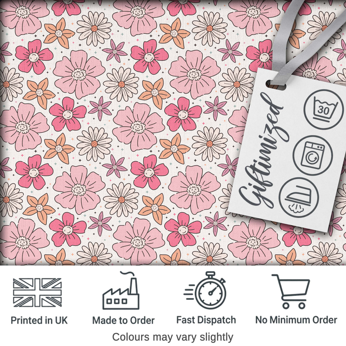 Cute Hand Drawn Floral Ditsy Flowers Pattern Light Neutral Background Seamless Digital Print Fabric by the Metre UK Sewing Quilting Textile