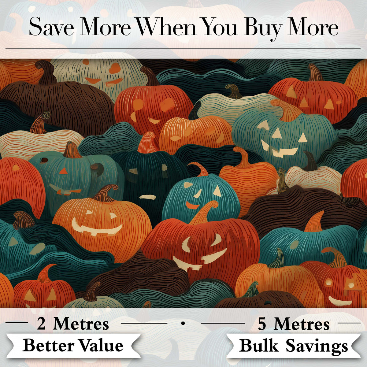 Colorful Halloween Pumpkin Patch Abstract Seamless Pattern Digital Print Fabric by the Metre UK Sewing Quilting Textile